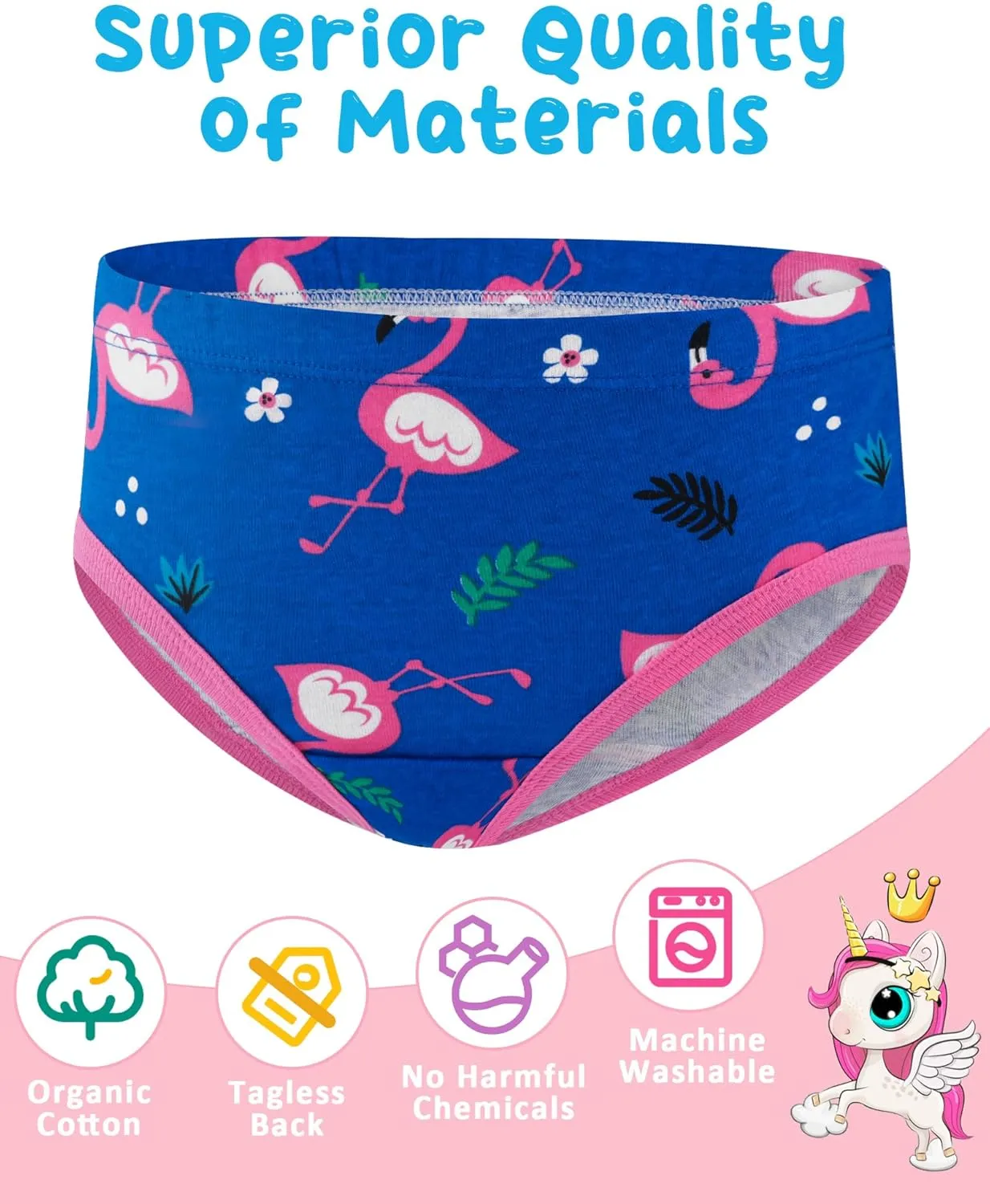 100% Cotton Girls Underwear Tagless Comfort Toddler Panties (6-Pack)