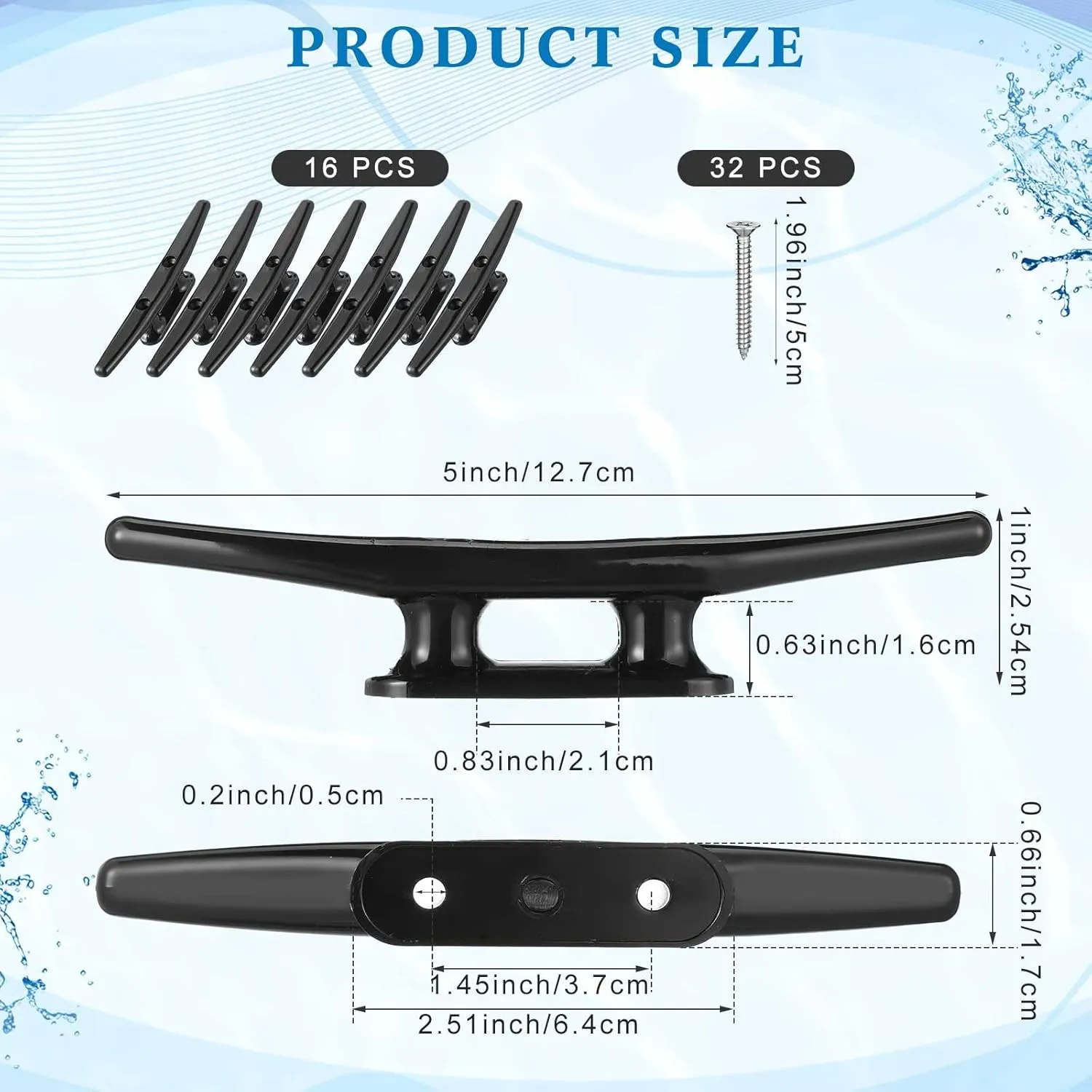 16 Pcs Black Nylon Dock Cleat Boat Cleat Kayak Marine Boat Cleat with Installation Screws for Boat Dock Accessories Marine Nautical Decoration