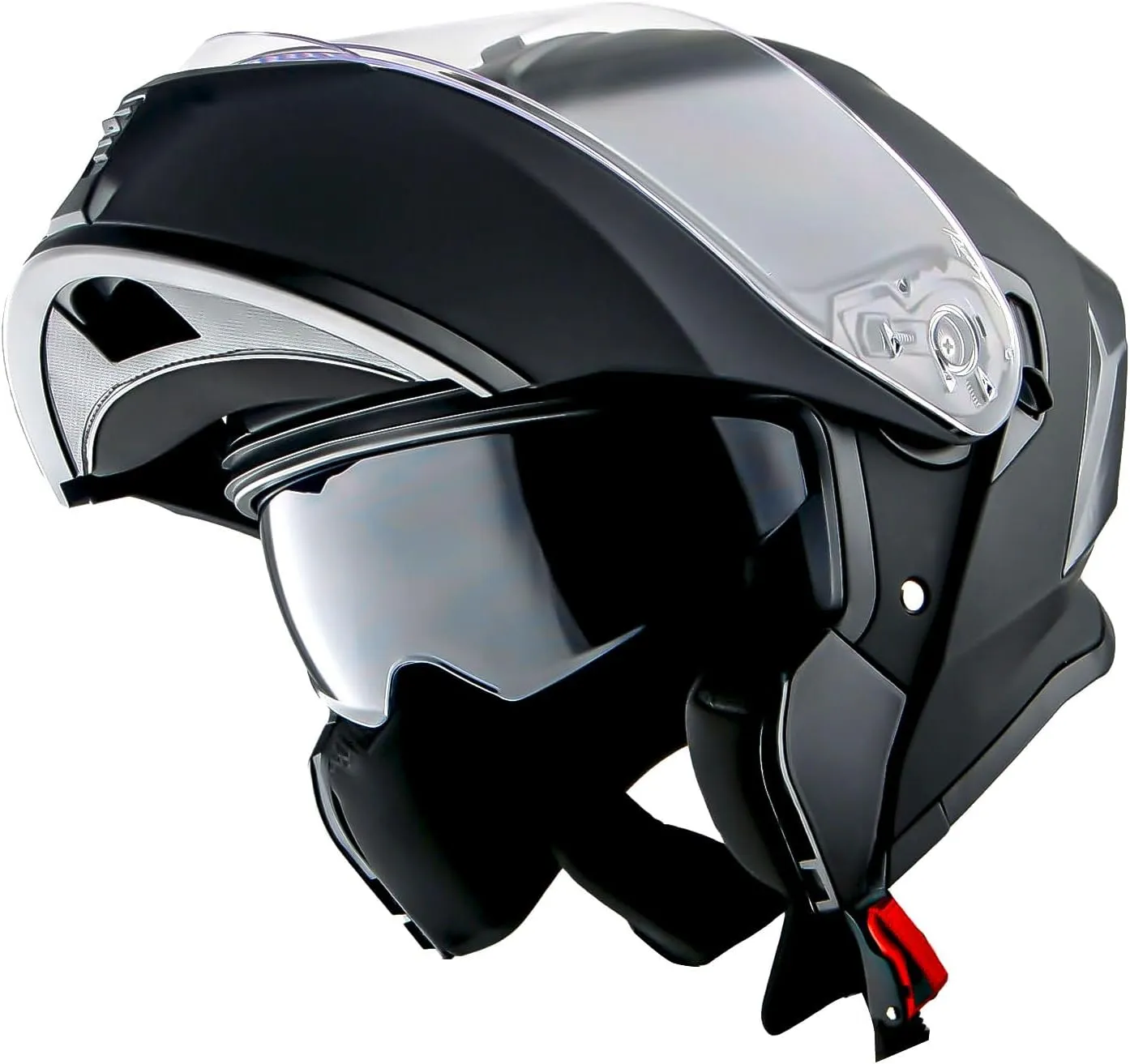 1Storm New Motorcycle Bike Modular Full Face Helmet Dual Visor Sun Shield with Rechargeable LED Tail Light: LED-X90 Matt Black