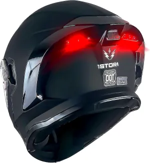 1Storm New Motorcycle Bike Modular Full Face Helmet Dual Visor Sun Shield with Rechargeable LED Tail Light: LED-X90 Matt Black