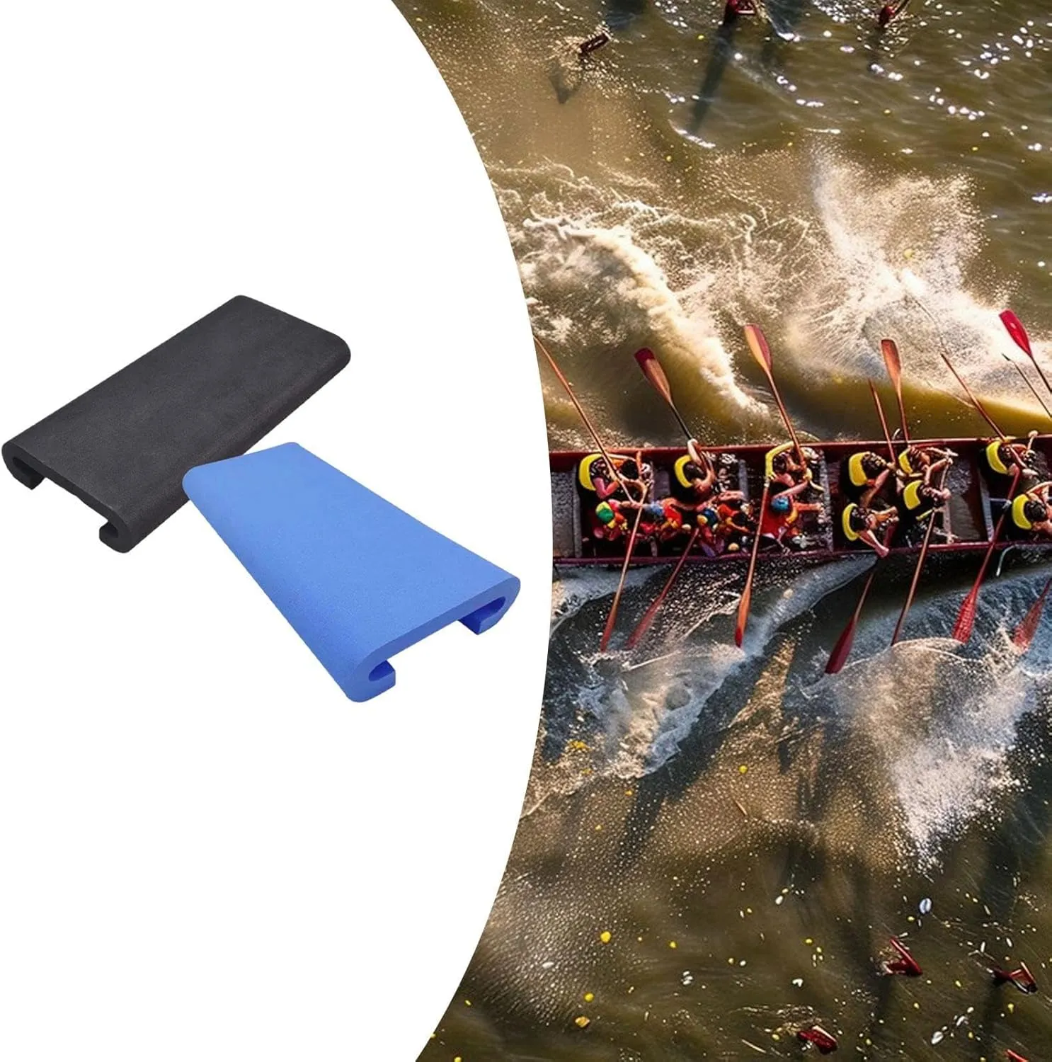 2 Pieces Dragon Boat Seat Pad Paddle Protector U Shape Nonslip Kayak Seat Mat for Boating Raft Kayaking Fishing Replacement, black blue