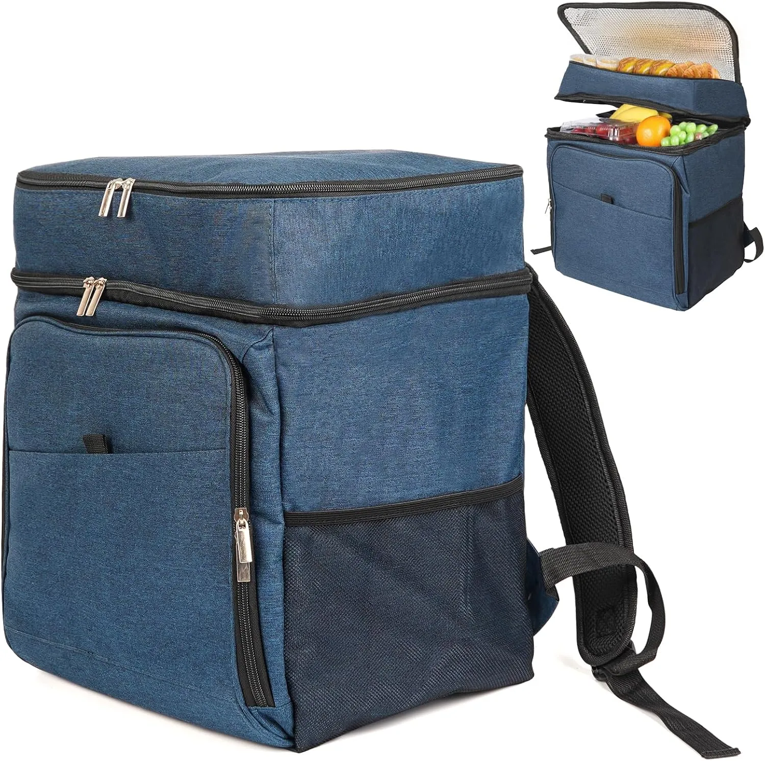 20L Insulated Backpack Cooler (16 Can Capacity) - Leakproof Cooler Bag for Beach Camping, Hiking & Picnic, Durable Ice Chest for Travel with Adjustable Straps(Black)