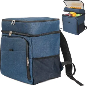 20L Insulated Backpack Cooler (16 Can Capacity) - Leakproof Cooler Bag for Beach Camping, Hiking & Picnic, Durable Ice Chest for Travel with Adjustable Straps(Black)
