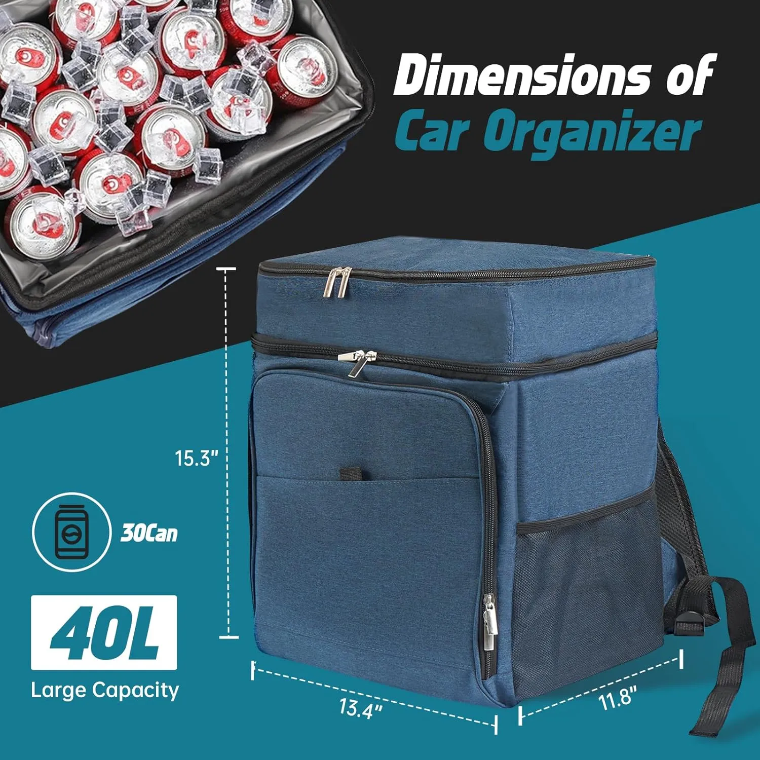 20L Insulated Backpack Cooler (16 Can Capacity) - Leakproof Cooler Bag for Beach Camping, Hiking & Picnic, Durable Ice Chest for Travel with Adjustable Straps(Black)