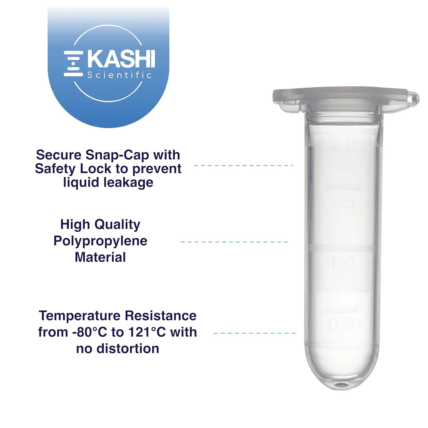 2mL Microcentrifuge Tube with Safe Lock Snap Cap [500/Pack] 2 mL Safety Lock Centrifuge Tubes with Flip Cap, Clear Tubes with Graduation, Polypropylene, Plastic Lab Snap Tubes