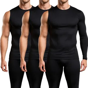 3 or 4 Pack Men's Compression Shirts Sleeveless/Long/Short Sleeve Rash Guard Athletic Undershirt Gear T Shirt for Sports