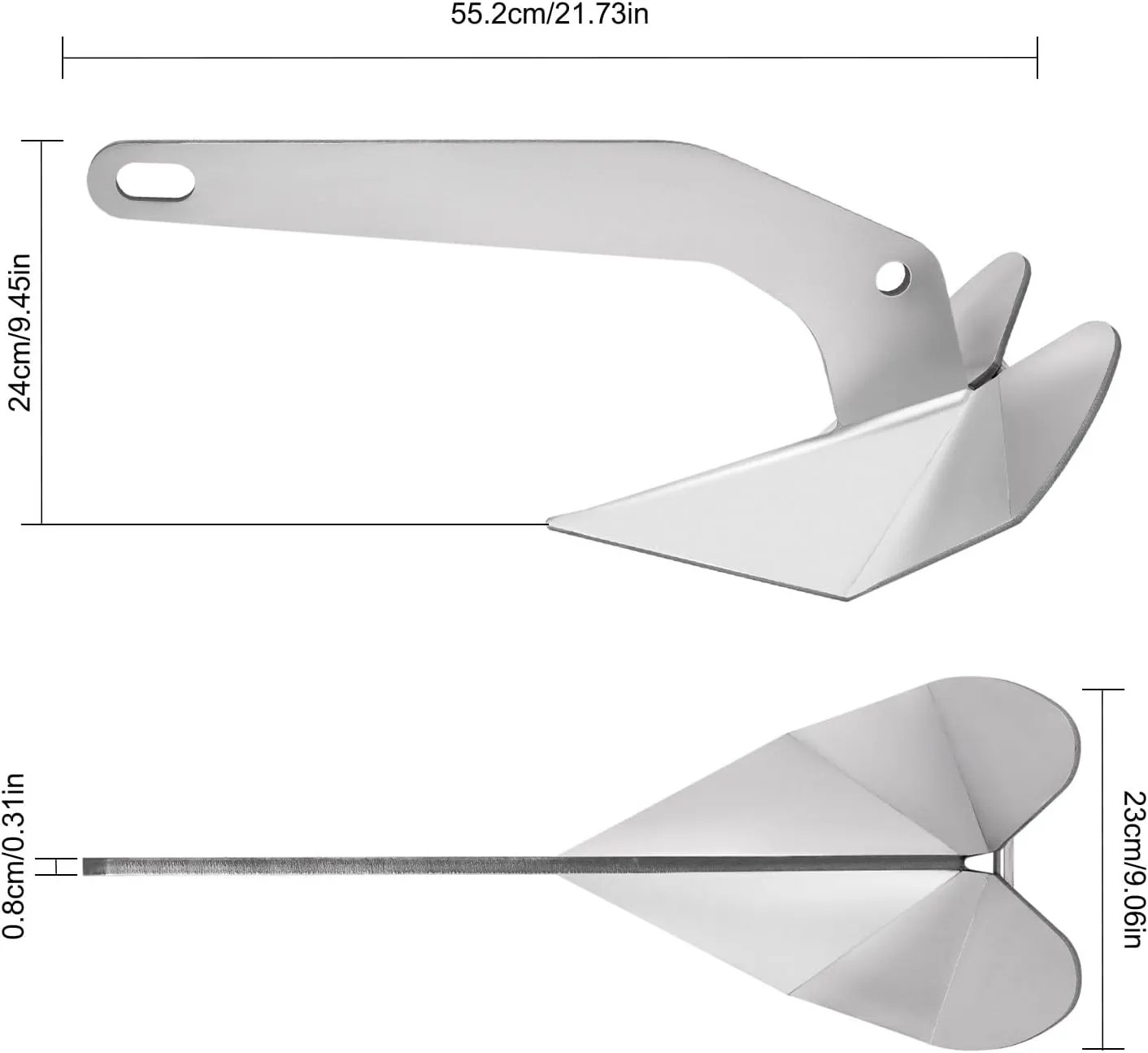 316 Stainless Steel Boat Anchor, Wing Style Anchor for Boats, Heavy Duty Marine Grade Triangle Anchor for Small Yacht, Fishing Boat, Sport Boat, Sailboat