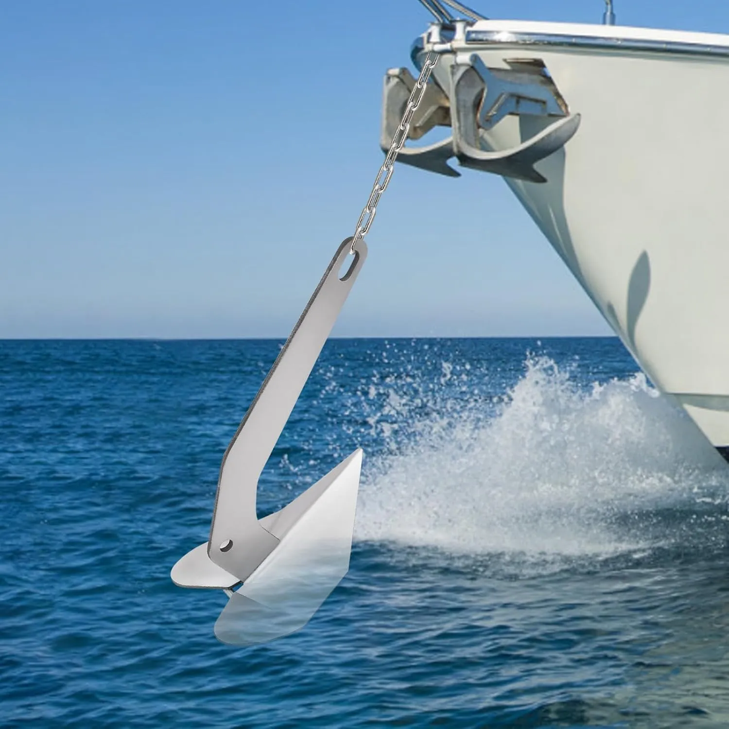 316 Stainless Steel Boat Anchor, Wing Style Anchor for Boats, Heavy Duty Marine Grade Triangle Anchor for Small Yacht, Fishing Boat, Sport Boat, Sailboat