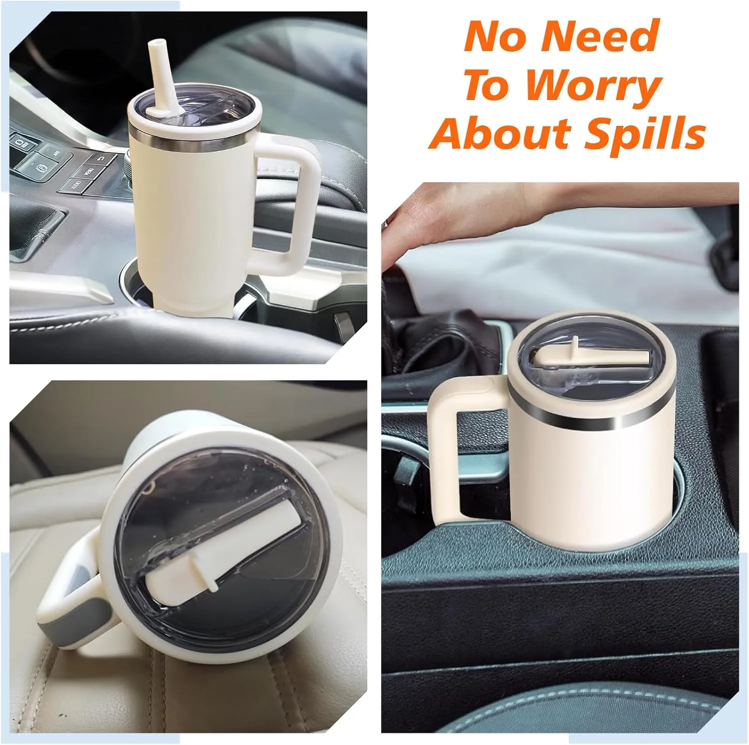 40 oz Tumbler Flip Straw Lid for Stanley Cup Accessories, 2 Pack Leak Proof Stanley Lid Replacement 40 oz for Stanley Quencher