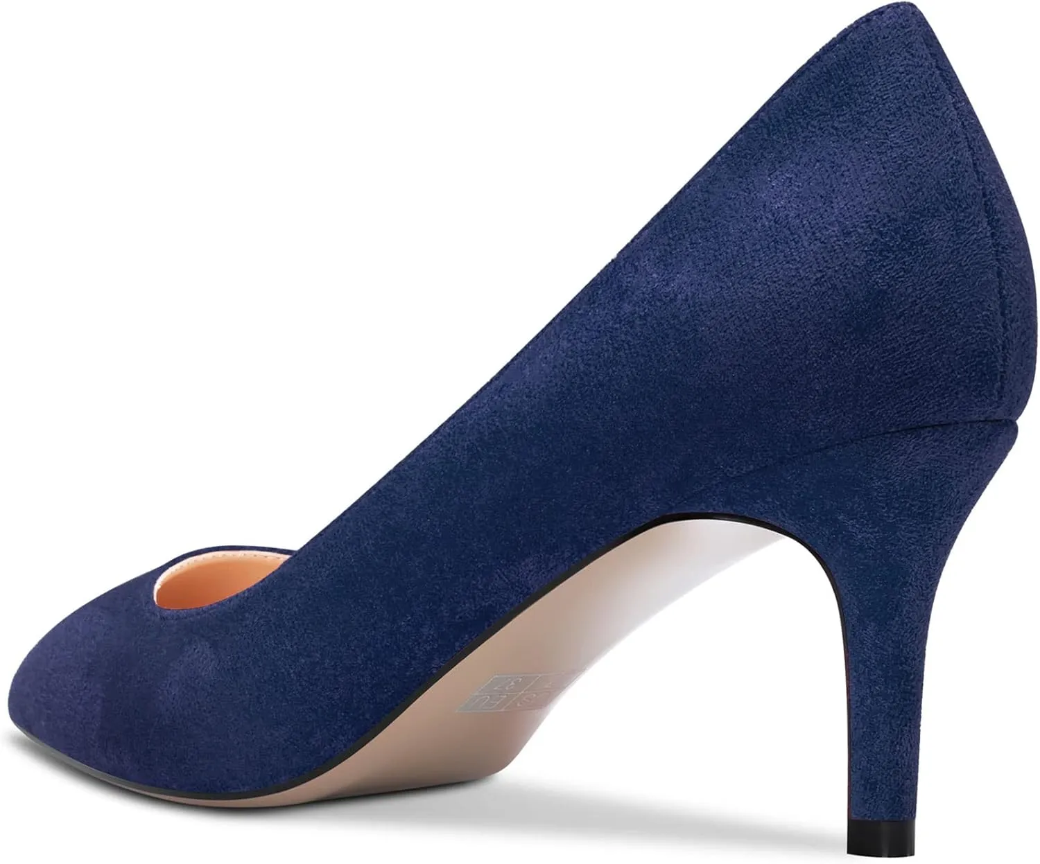 Aachcol Women Slip-on Pumps Pointed Toe Stiletto Low Kitten Heel Dress Shoes Suede Wedding Shopping 2.5 Inch