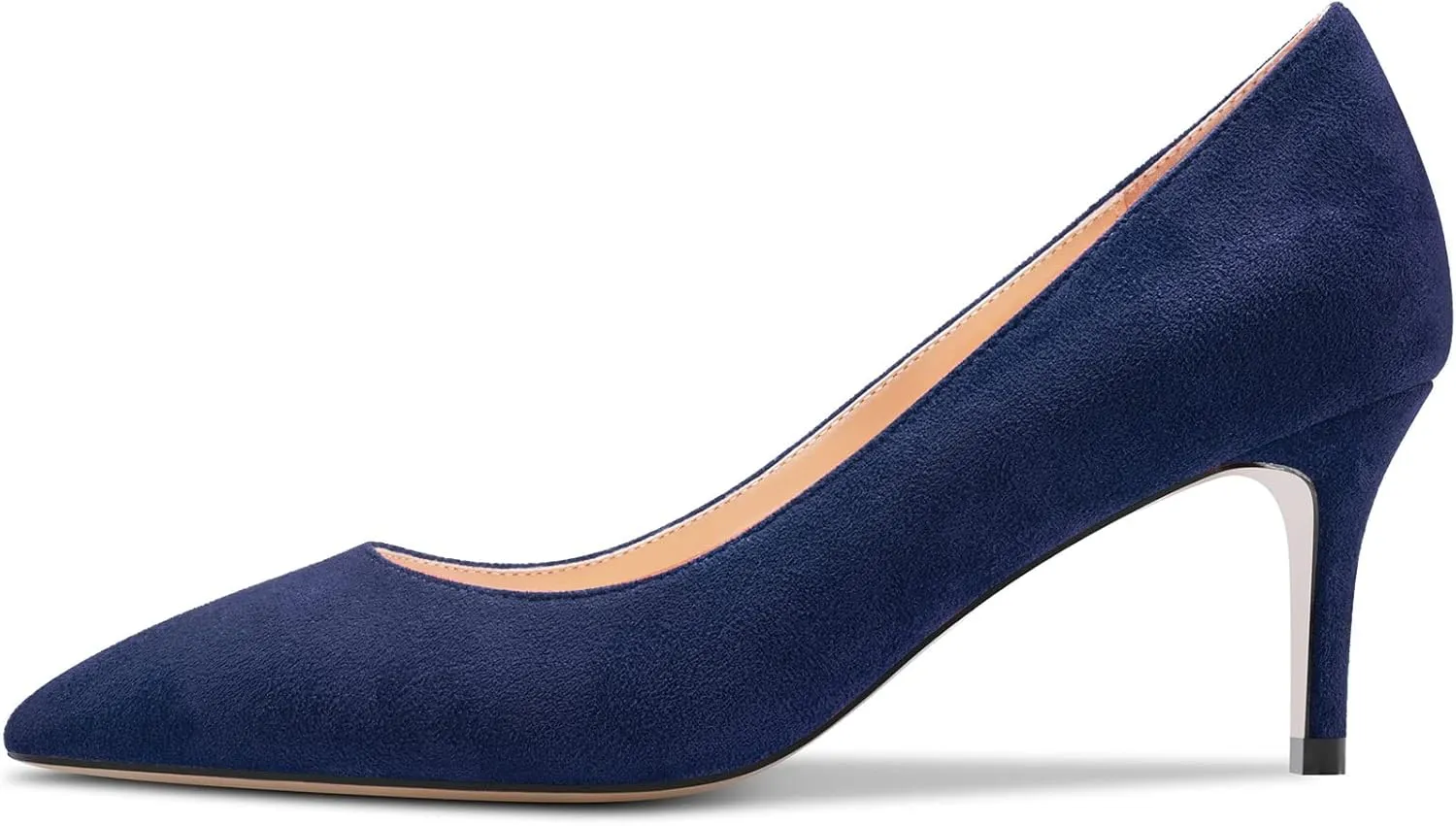 Aachcol Women Slip-on Pumps Pointed Toe Stiletto Low Kitten Heel Dress Shoes Suede Wedding Shopping 2.5 Inch