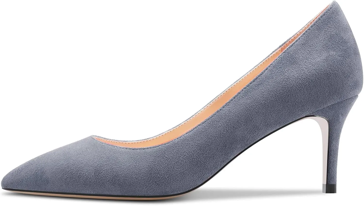 Aachcol Women Slip-on Pumps Pointed Toe Stiletto Low Kitten Heel Dress Shoes Suede Wedding Shopping 2.5 Inch