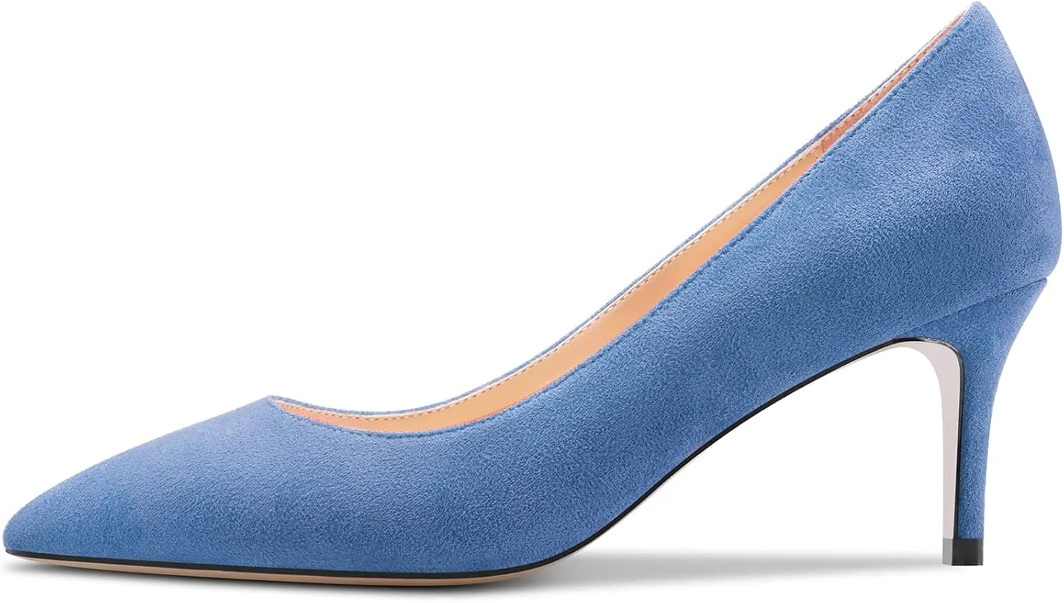 Aachcol Women Slip-on Pumps Pointed Toe Stiletto Low Kitten Heel Dress Shoes Suede Wedding Shopping 2.5 Inch