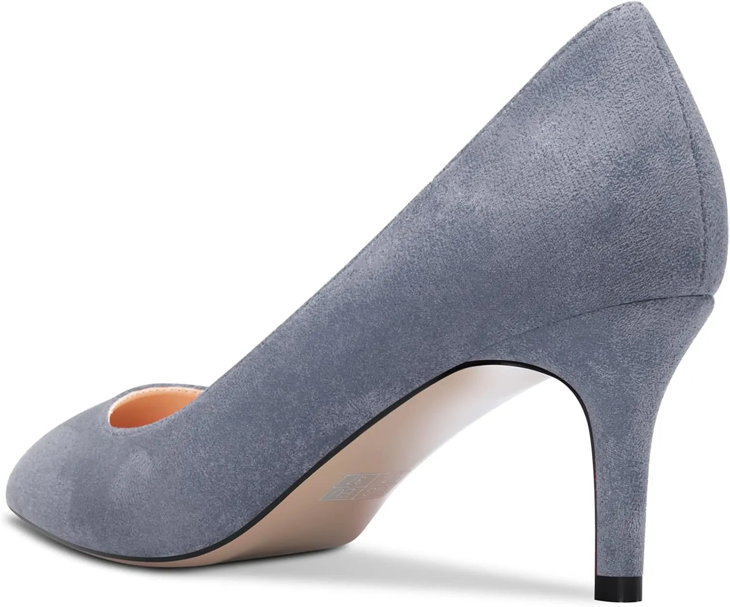 Aachcol Women Slip-on Pumps Pointed Toe Stiletto Low Kitten Heel Dress Shoes Suede Wedding Shopping 2.5 Inch