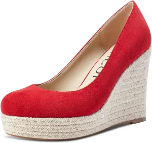 Aachcol Women Wedge Pumps Braid Platform High Heel Close Round Toe Sandals Slip-on Dress Shoes Classic Wedding Party 4 Inche