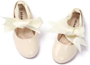 ADAMUMU Toddler Dress Shoes Flower Girl Shoes for Weeding Cute Toddler Mary Jane Shoes Lace Flore Ballet Flat for Walking, Jumping
