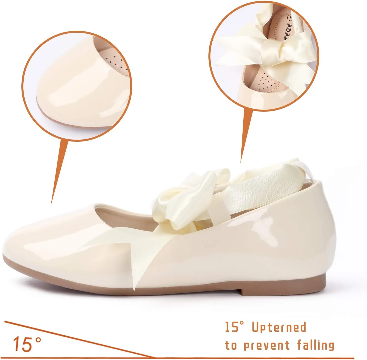 ADAMUMU Toddler Dress Shoes Flower Girl Shoes for Weeding Cute Toddler Mary Jane Shoes Lace Flore Ballet Flat for Walking, Jumping