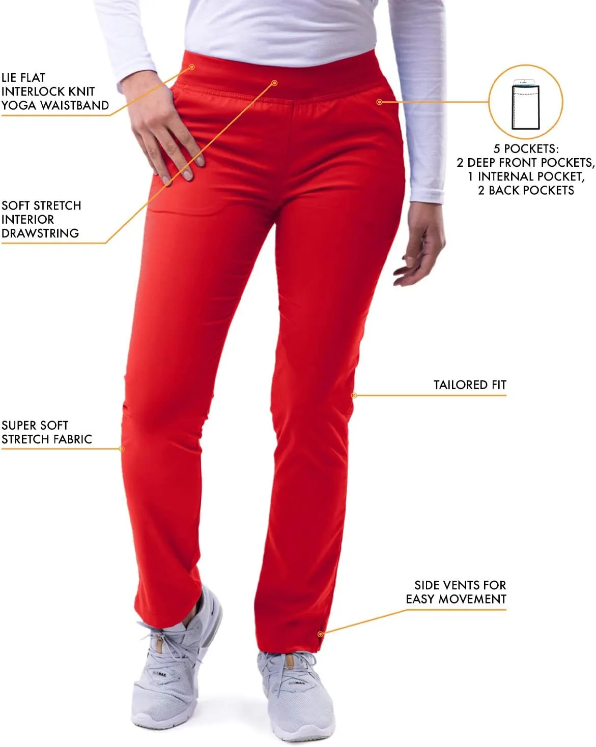 Adar Pro Scrubs for Women - Skinny Leg Yoga Scrub Pants