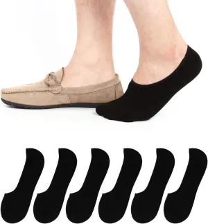 ADFOLF 6 Pack No Show Socks Mens Casual Low Cut Thin Loafers Non Slip Boat Liners (9-13, Black)
