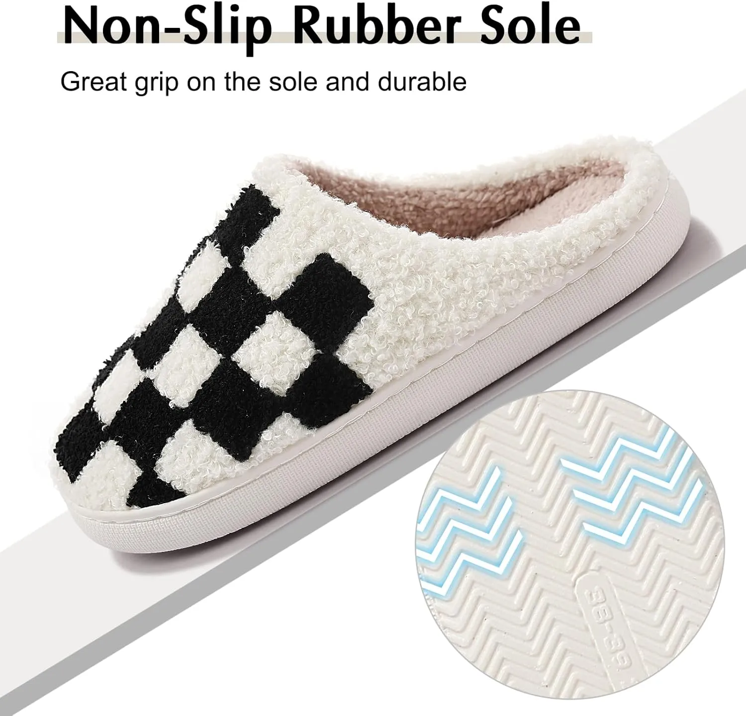 Adisputent Women's Fluffy Slippers - Warm, Cozy, Plush Fuzzy Cushion Slip-On House Slippers for Indoor and Outdoor