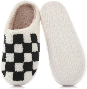 Adisputent Women's Fluffy Slippers - Warm, Cozy, Plush Fuzzy Cushion Slip-On House Slippers for Indoor and Outdoor