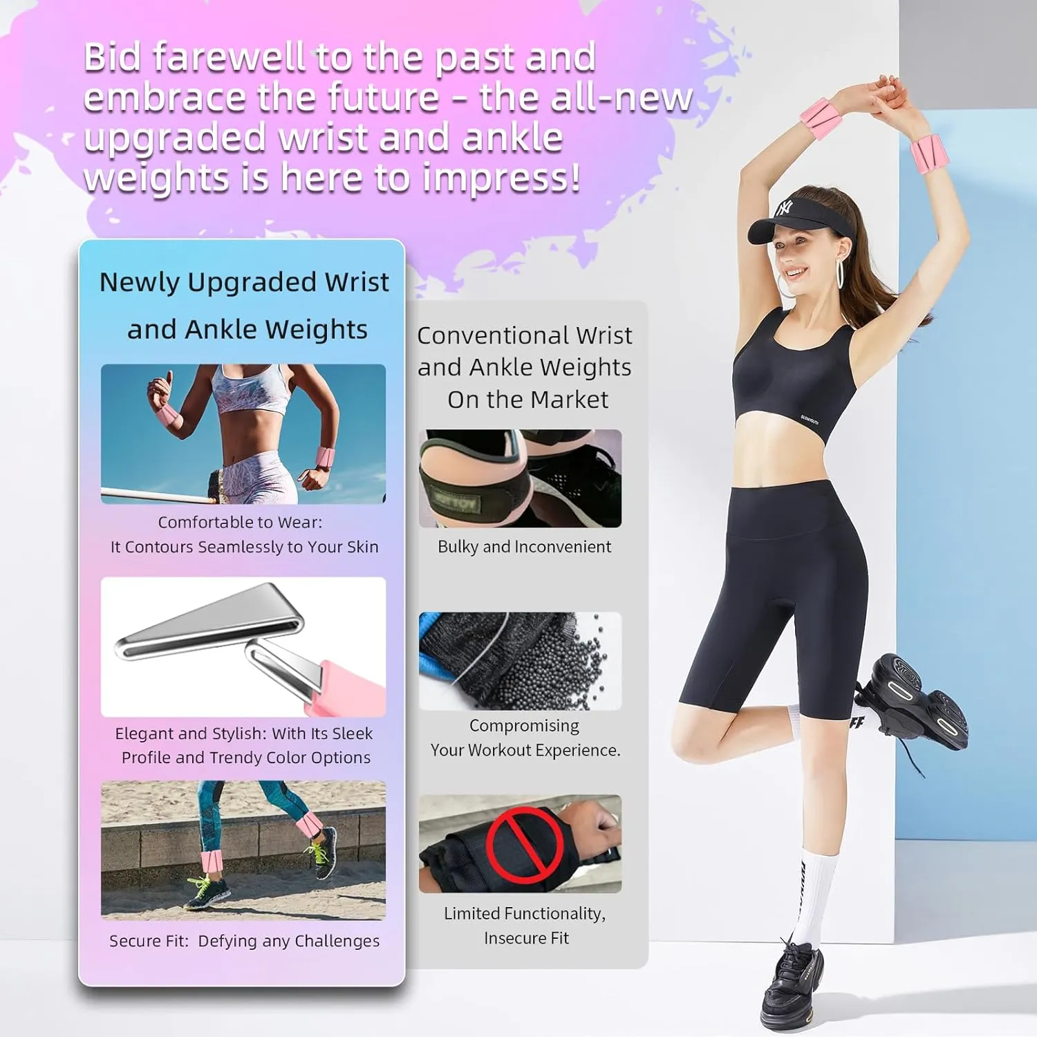 Adjustable Wearable Pilates Wrist & Ankle Weights For Women & Men | Arm & Leg Weights Silicone Wrist Bangles For Home Gym Workout, Travel, Yoga, Barre, Strength Training-Set Of 2