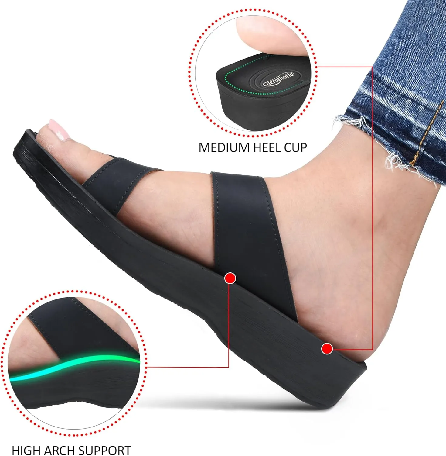 AEROTHOTIC Comfy Arch Support flip flops for women Split Toe Stylish Cushioned Strap with non-slip footbed Walking Dressy Sandals Indoor and Outdoor