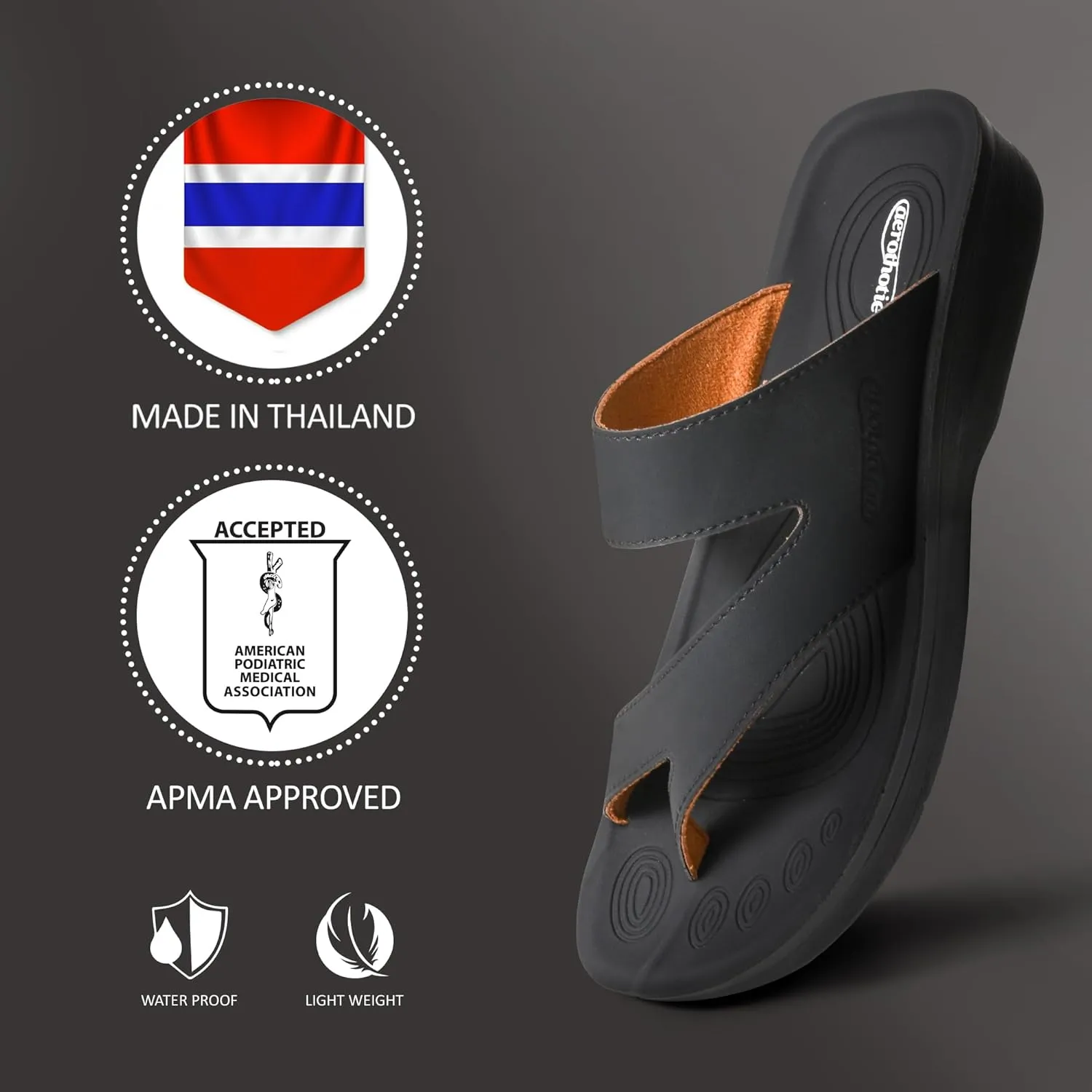 AEROTHOTIC Comfy Arch Support flip flops for women Split Toe Stylish Cushioned Strap with non-slip footbed Walking Dressy Sandals Indoor and Outdoor