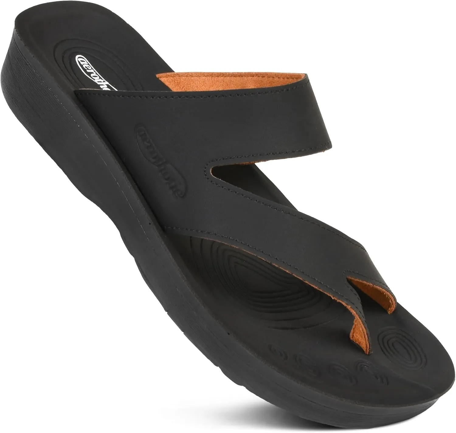 AEROTHOTIC Comfy Arch Support flip flops for women Split Toe Stylish Cushioned Strap with non-slip footbed Walking Dressy Sandals Indoor and Outdoor