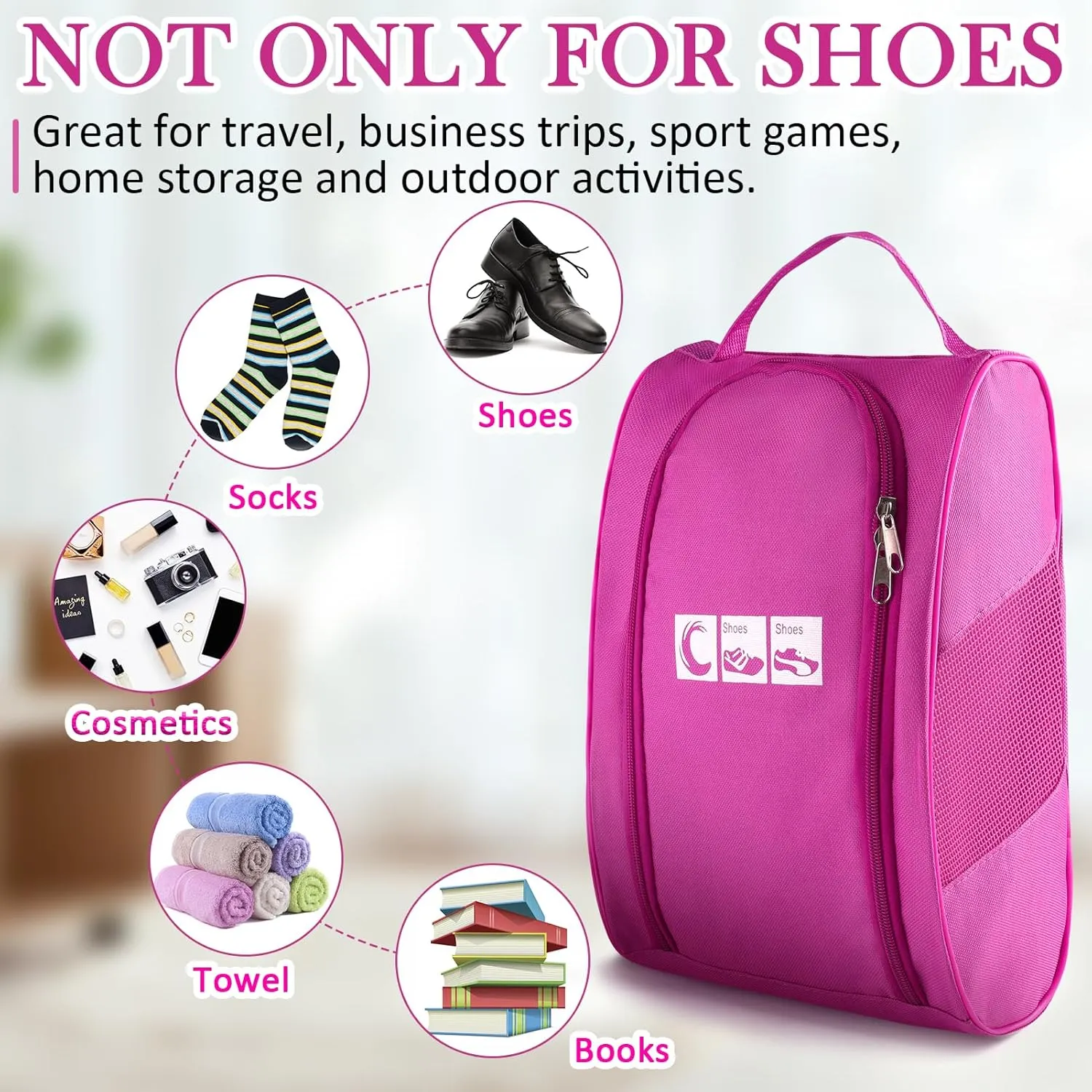 Ailaka Portable Oxford Travel Shoe Bag, Waterproof Shoe Packing Storage Organizer with Zipper Closure