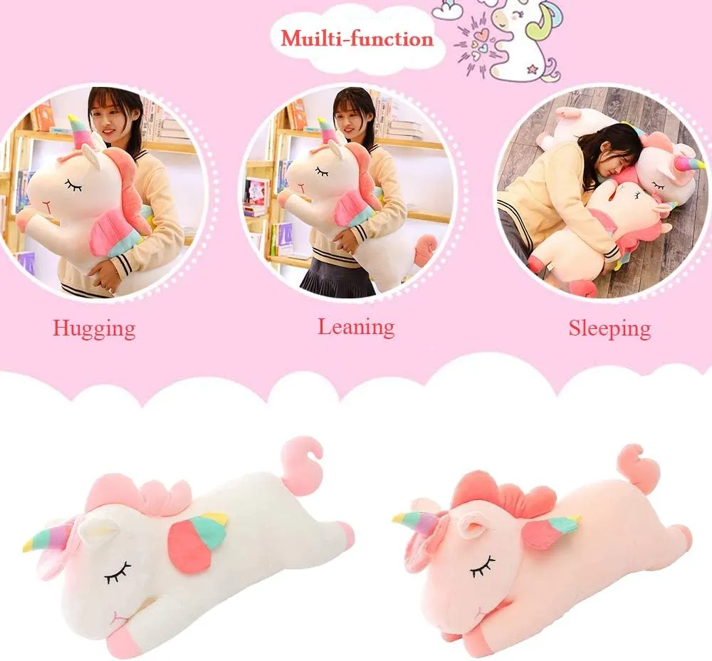 AIXINI Plush Unicorn Stuffed Animal Pillows Toy, 31.5 Inch Cute Soft White Unicorn Plushie with Rainbow Wings