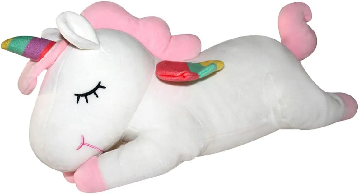 AIXINI Plush Unicorn Stuffed Animal Pillows Toy, 31.5 Inch Cute Soft White Unicorn Plushie with Rainbow Wings