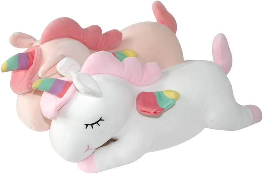 AIXINI Plush Unicorn Stuffed Animal Pillows Toy, 31.5 Inch Cute Soft White Unicorn Plushie with Rainbow Wings