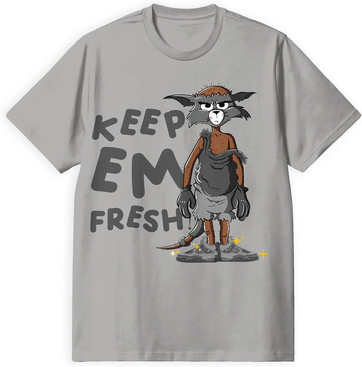 AJ 4 Wet Cement Smoke Grey Cement 4s Shirt, Keep Em Fresh, T-Shirt Match Sneakers 2D IceGrey Sneaker Tee, 3X-Large