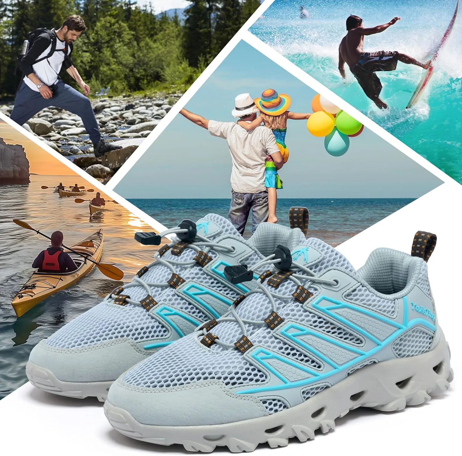 Alibress Water Shoes for Women Men Slip-on Hiking Water Shoes Quick-Dry Aqua Beach Swim River Shoes