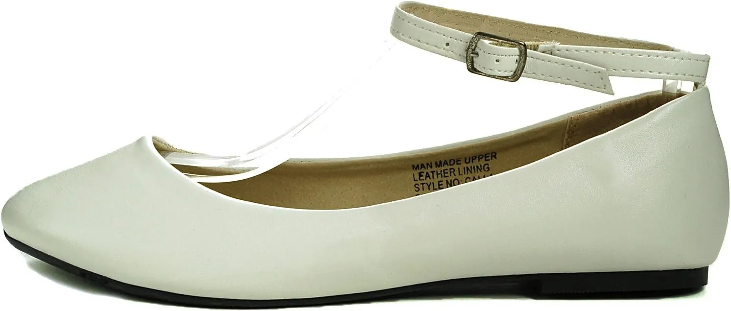 Alpine Swiss Calla Womens Ballet Flats Round Toe Ankle Strap Flat Shoes for Women Dressy Casual Ballerina Flats