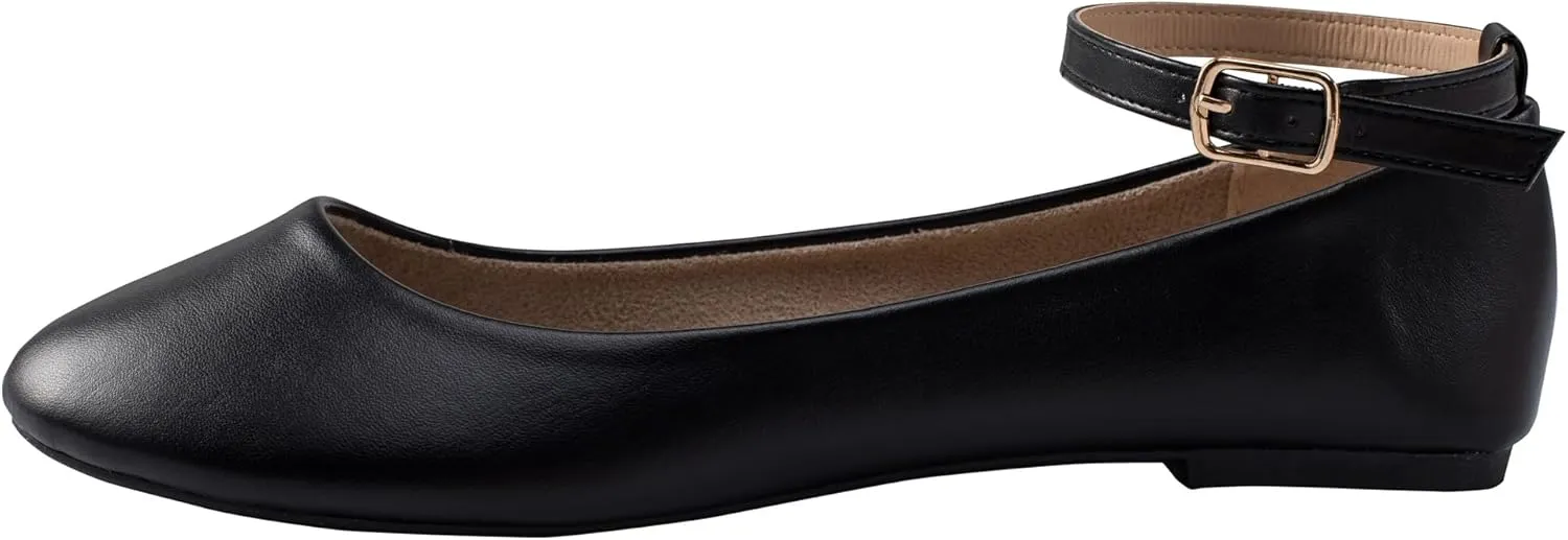 Alpine Swiss Calla Womens Ballet Flats Round Toe Ankle Strap Flat Shoes for Women Dressy Casual Ballerina Flats