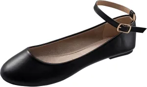 Alpine Swiss Calla Womens Ballet Flats Round Toe Ankle Strap Flat Shoes for Women Dressy Casual Ballerina Flats