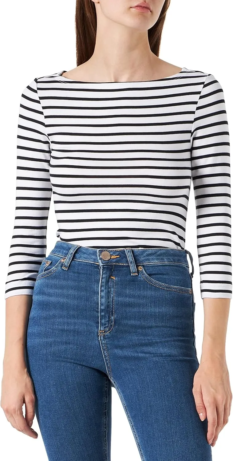 Amazon Essentials Women's Slim-Fit 3/4 Sleeve Boat Neck T-Shirt
