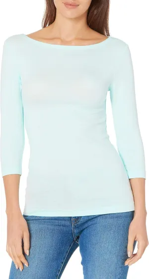 Amazon Essentials Women's Slim-Fit 3/4 Sleeve Boat Neck T-Shirt