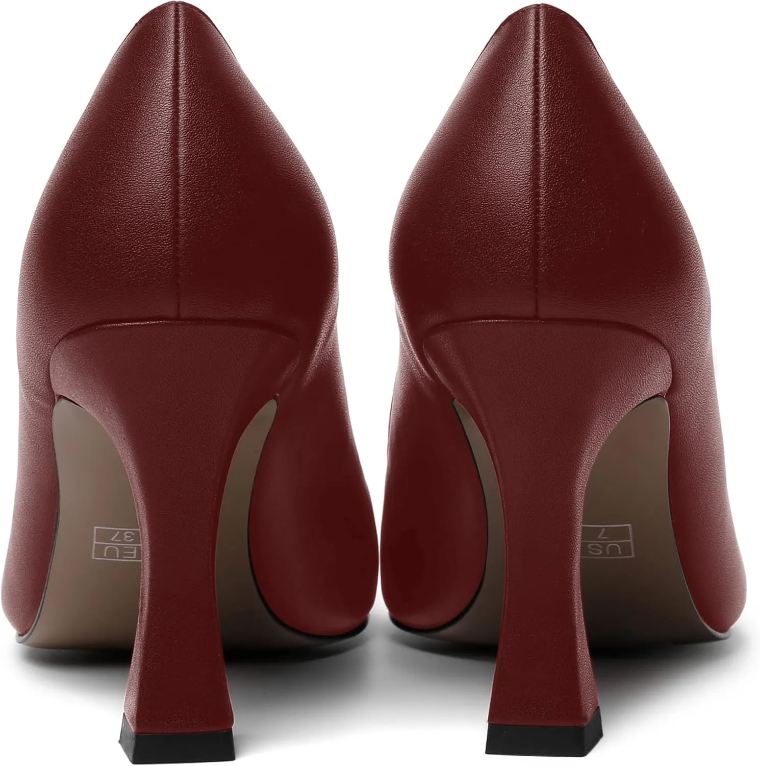 AMBELIGHT Womens Matte Solid Slip On Casual Evening Fashion Round Toe Chunky High Heel Pumps Shoes 3.3 Inch