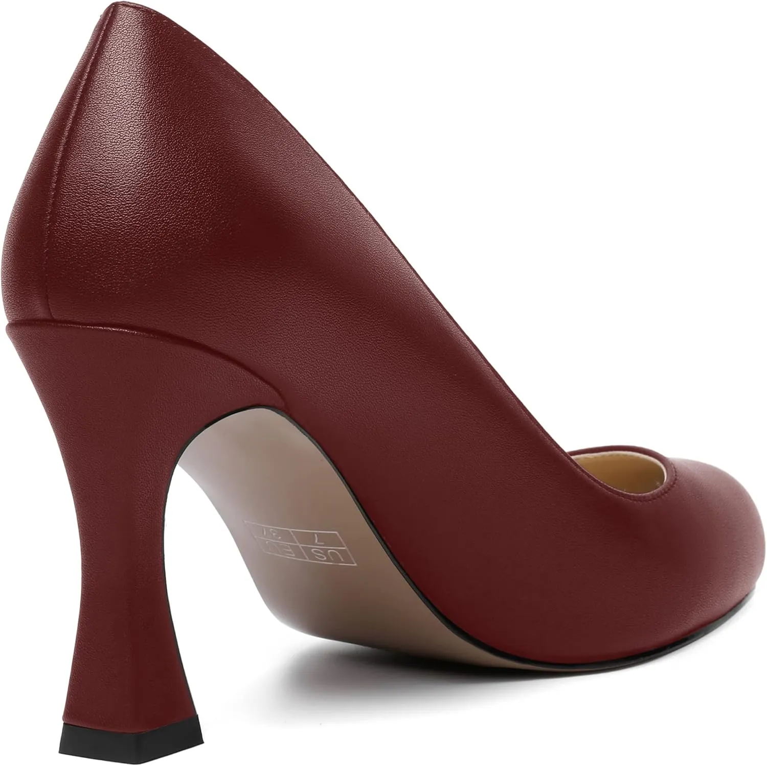 AMBELIGHT Womens Matte Solid Slip On Casual Evening Fashion Round Toe Chunky High Heel Pumps Shoes 3.3 Inch