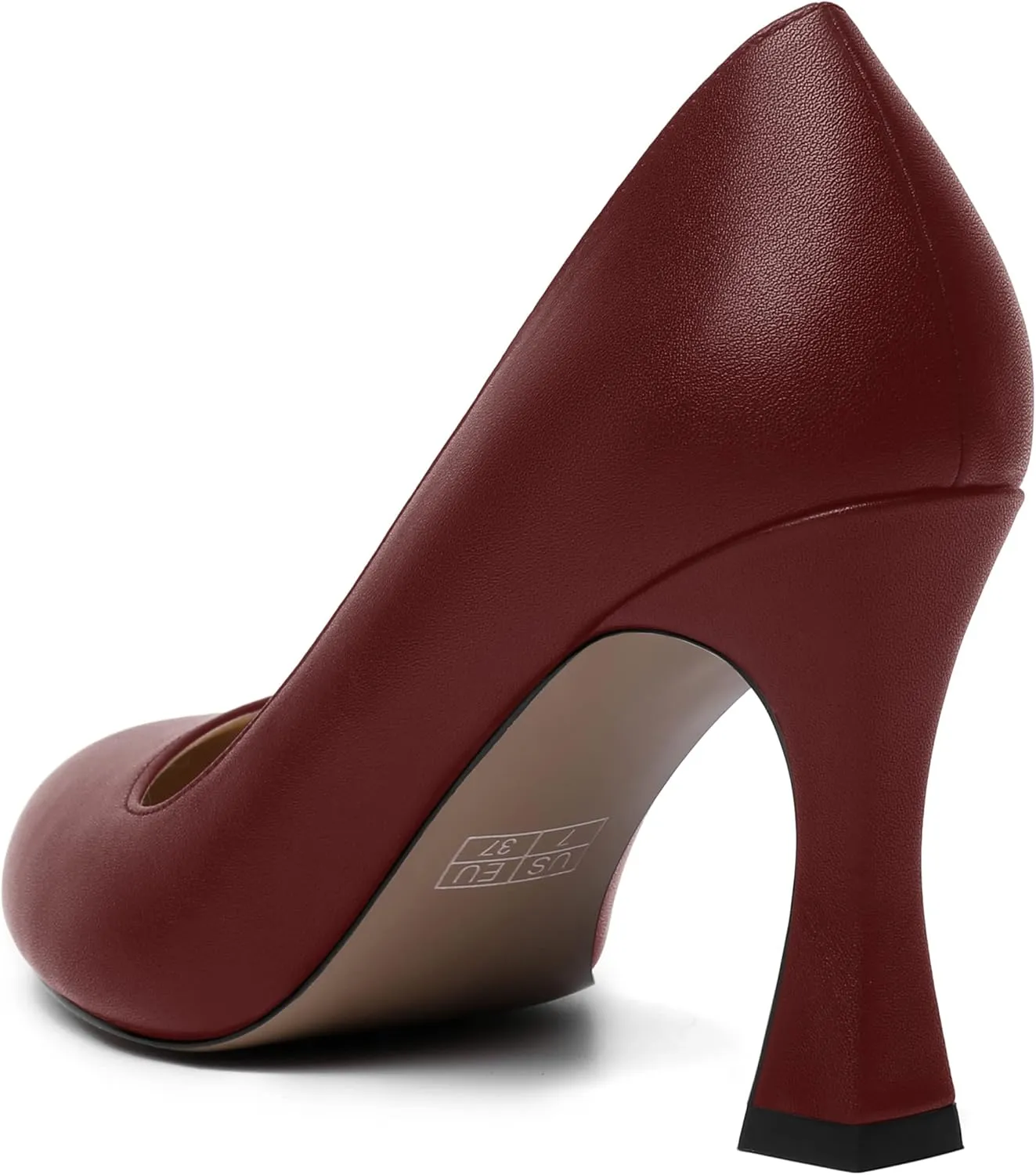 AMBELIGHT Womens Matte Solid Slip On Casual Evening Fashion Round Toe Chunky High Heel Pumps Shoes 3.3 Inch