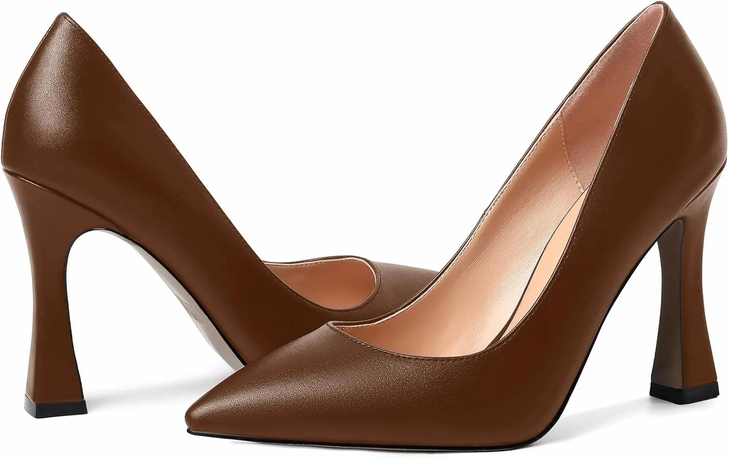 AMBELIGHT Womens Pointed Toe Evening Matte Dress Slip On Solid Stiletto High Heel Pumps Shoes 4 Inch