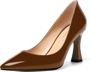 AMBELIGHT Womens Slip On Dress Pointed Toe Suede Wedding Stiletto High Heel Pumps Shoes 3.3 Inch