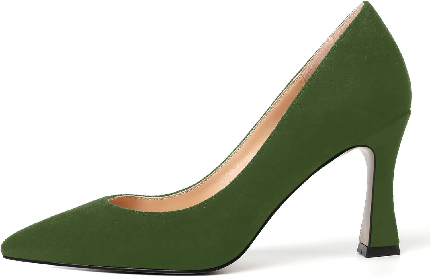 AMBELIGHT Womens Slip On Dress Pointed Toe Suede Wedding Stiletto High Heel Pumps Shoes 3.3 Inch