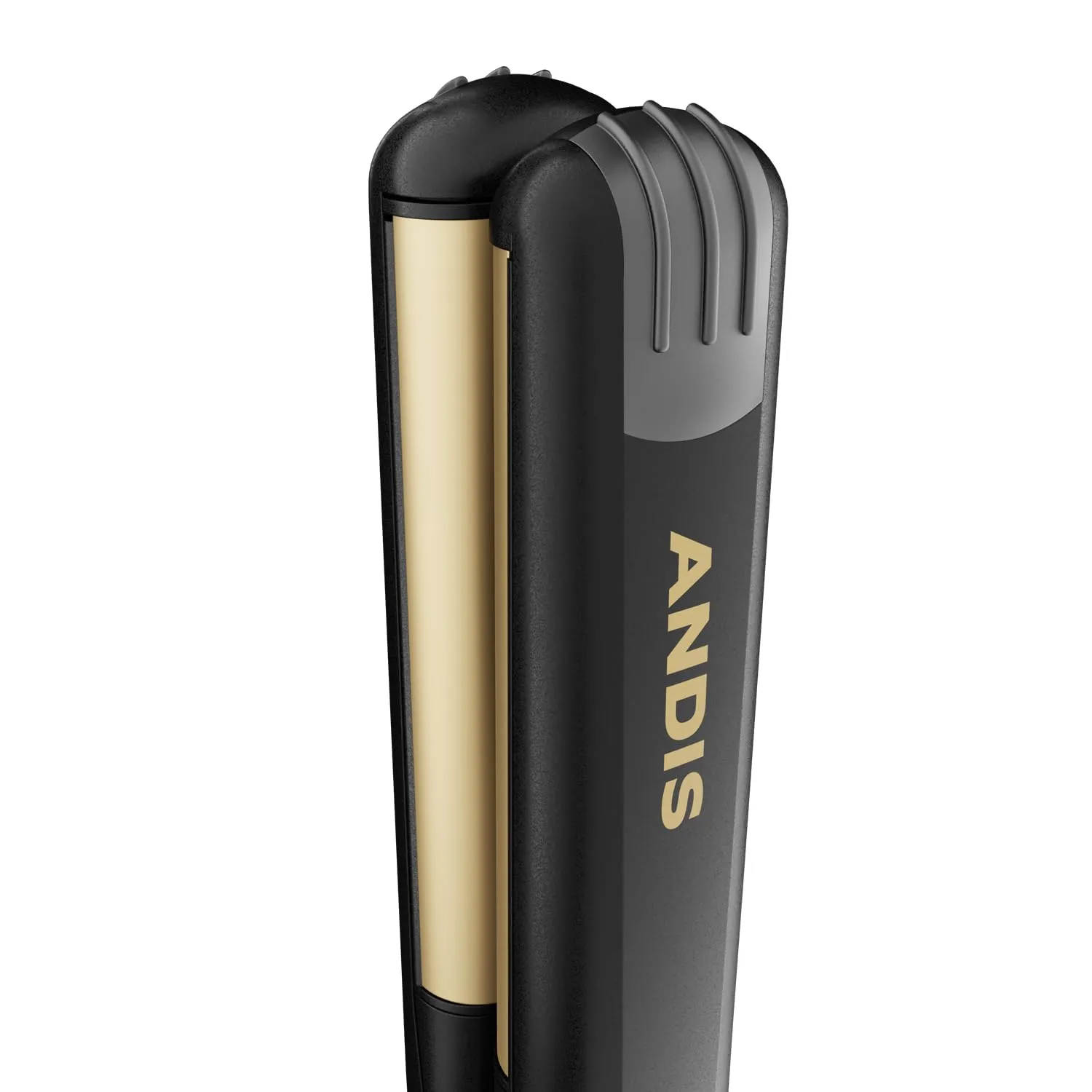 Andis 67695 Professional Curved Edge, 1-inch 450ºF High Heat Tourmaline Nano-Ceramic Hair Flat Iron with Dual Voltage and Auto Shut-Off - Frizz-Free Ceramic Hair Straightener - Black/Gold
