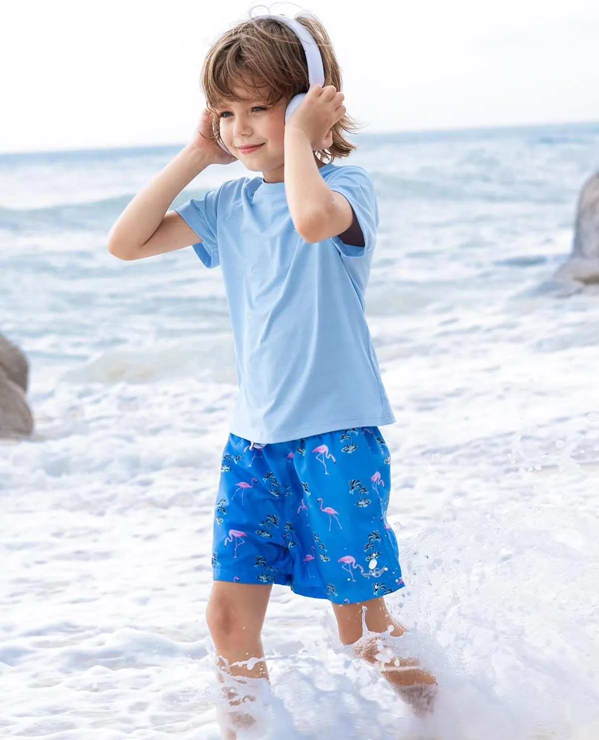 Angel season Boys Rash Guard Swim Shirt Short Sleeve UPF 50  for Toddler Kids Teens Swimwear Rashguard Quick Dry, Size 3-14