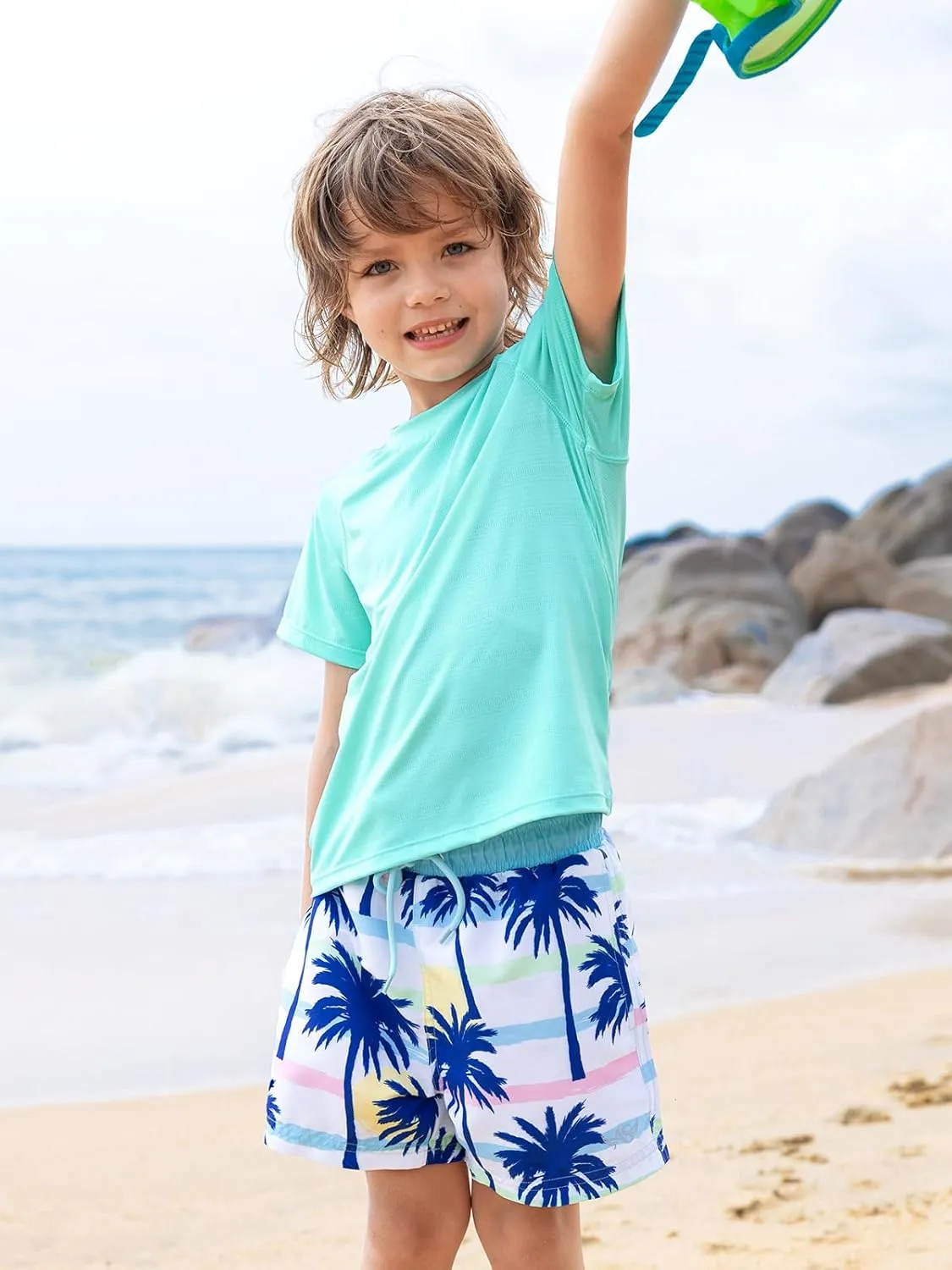 Angel season Boys Rash Guard Swim Shirt Short Sleeve UPF 50  for Toddler Kids Teens Swimwear Rashguard Quick Dry, Size 3-14