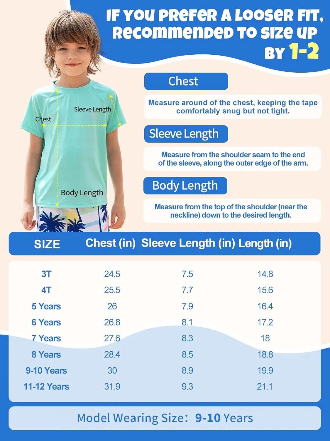 Angel season Boys Rash Guard Swim Shirt Short Sleeve UPF 50  for Toddler Kids Teens Swimwear Rashguard Quick Dry, Size 3-14